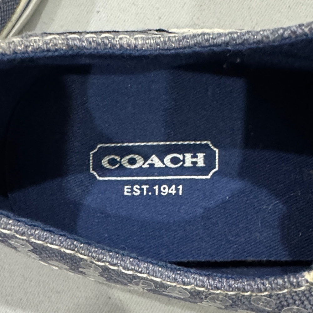 Coach Blue and Cream Slip-On Sneakers - Picture 2 of 10
